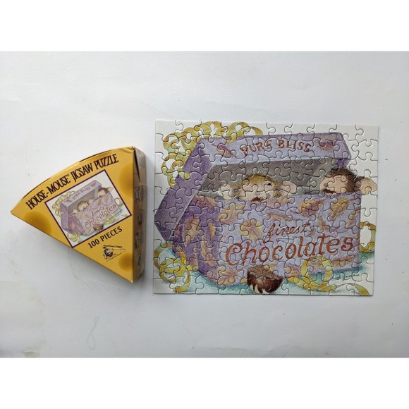Vintage House Mouse Mini Jigsaw Puzzles Cheese Wheel Shaped Set of 6 Complete - Picture 5 of 9